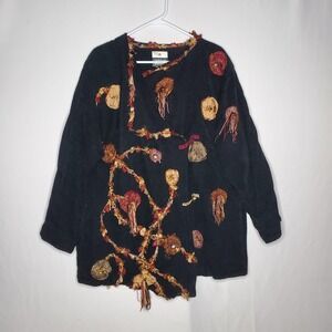 Yak Magik Woven Jacket Women XL Forest Fairy Boho Lagenlook Artsy Tassel 90s Y2K